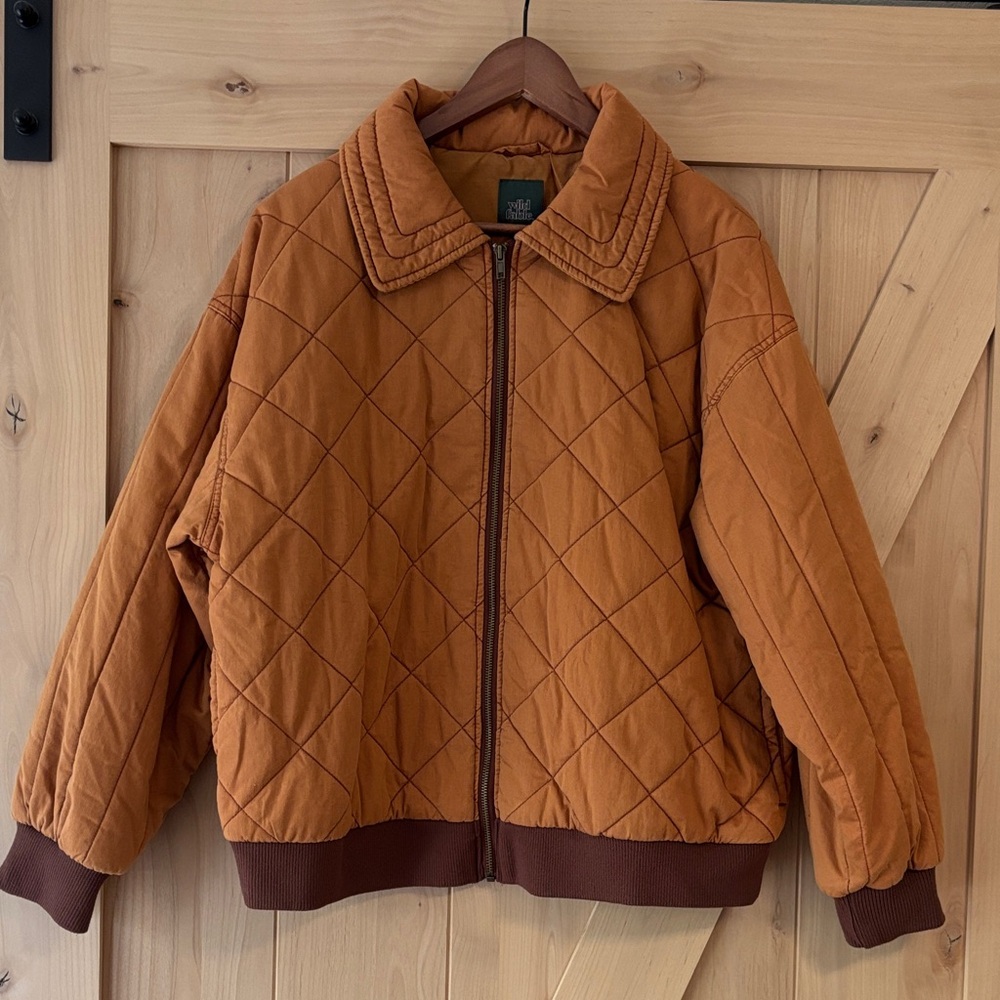 Wild Fable Quilted Jacket in Warm Orange. Size Medium. New with tags!
